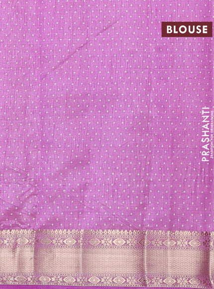 Semi raw silk saree lavender with allover prints and zari woven border