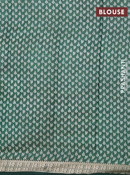 Semi raw silk saree bottle green with allover paisley butta prints and zari woven border