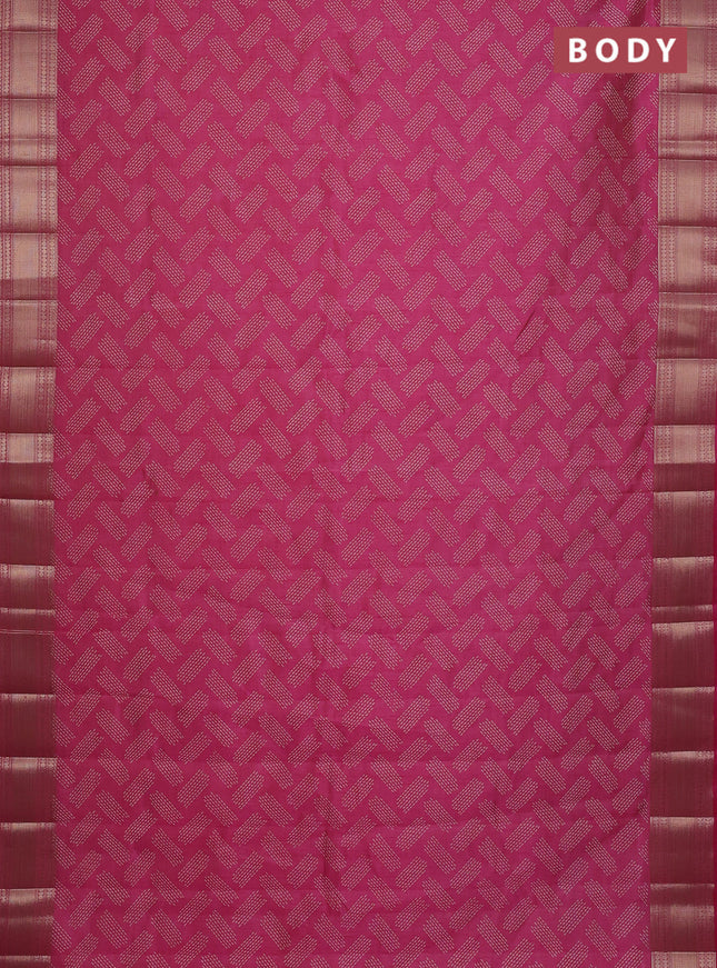 Semi raw silk saree pink with allover butta prints and zari woven border