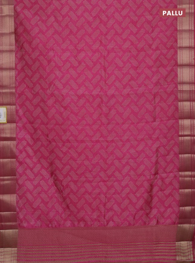 Semi raw silk saree pink with allover butta prints and zari woven border