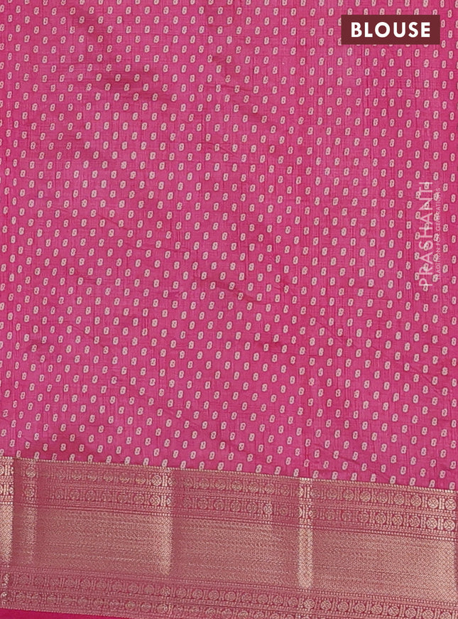 Semi raw silk saree pink with allover butta prints and zari woven border