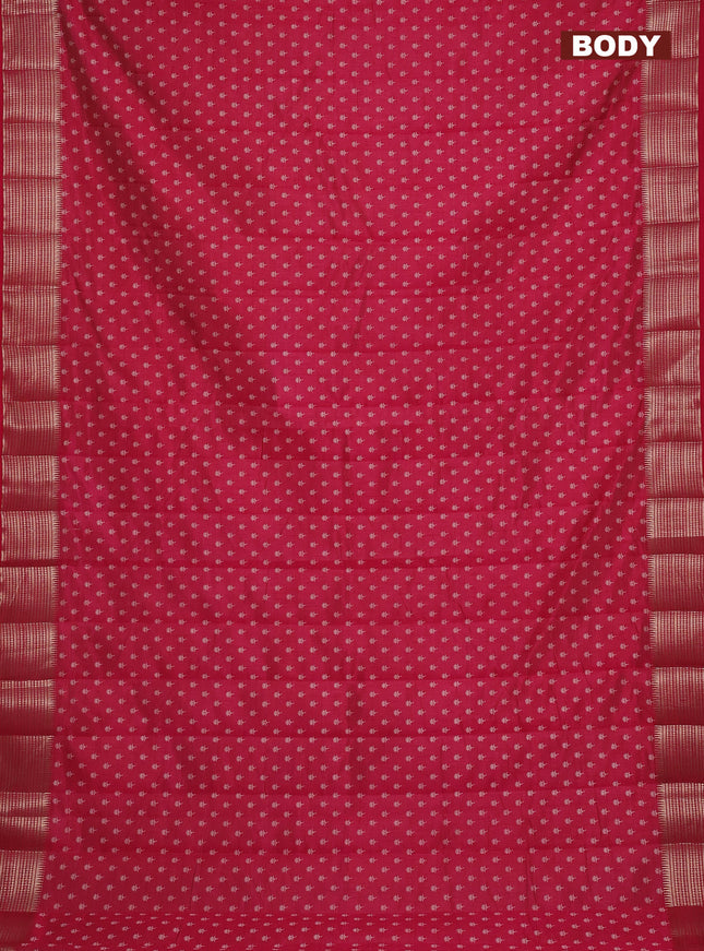 Semi raw silk saree pink with allover butta prints and zari woven border