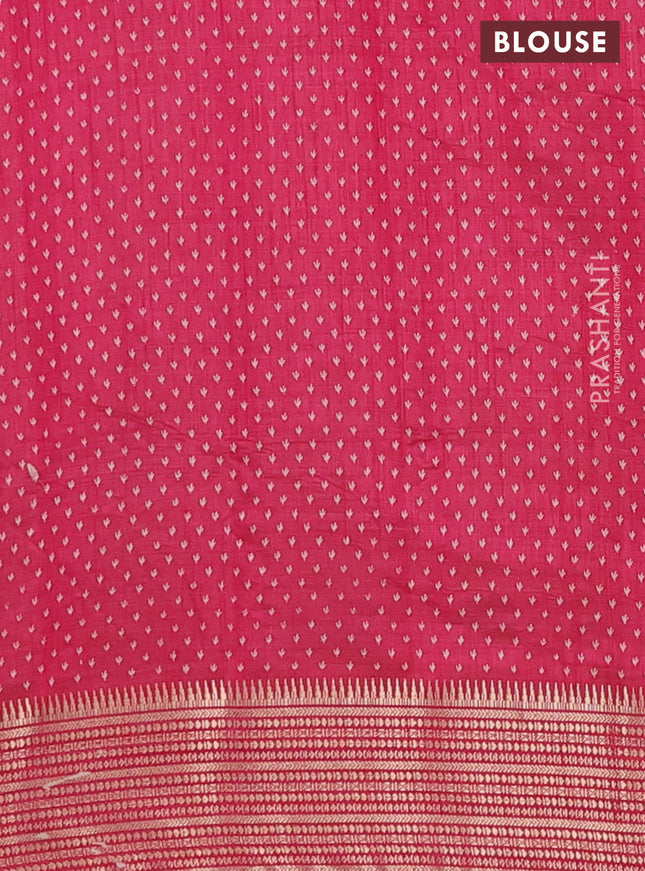 Semi raw silk saree pink with allover butta prints and zari woven border