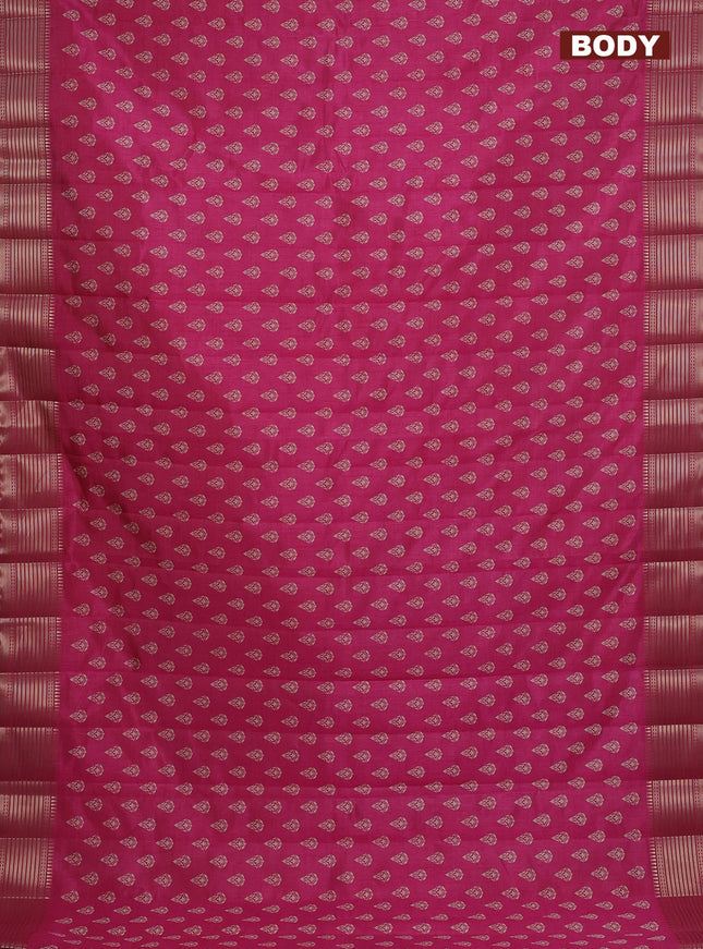 Semi raw silk saree pink with allover butta prints and zari woven border