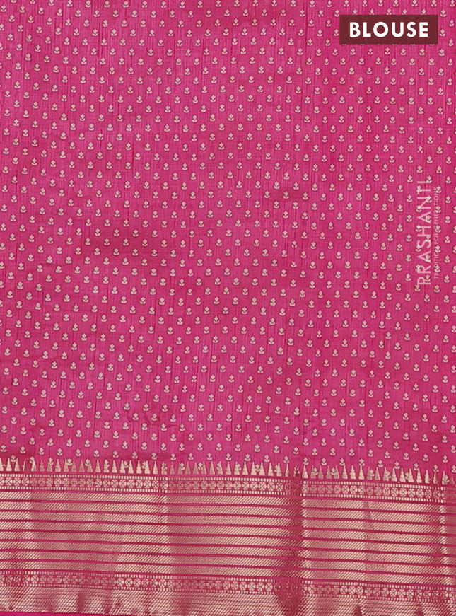 Semi raw silk saree pink with allover butta prints and zari woven border