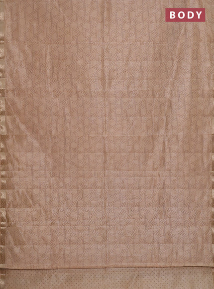 Semi raw silk saree sandal with allover geometric prints and zari woven border