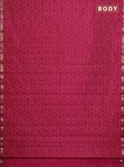 Semi raw silk saree pink with allover geometric prints and zari woven border
