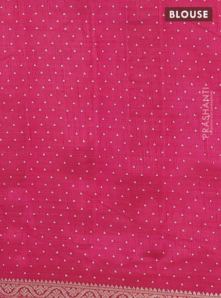 Semi raw silk saree pink with allover geometric prints and zari woven border