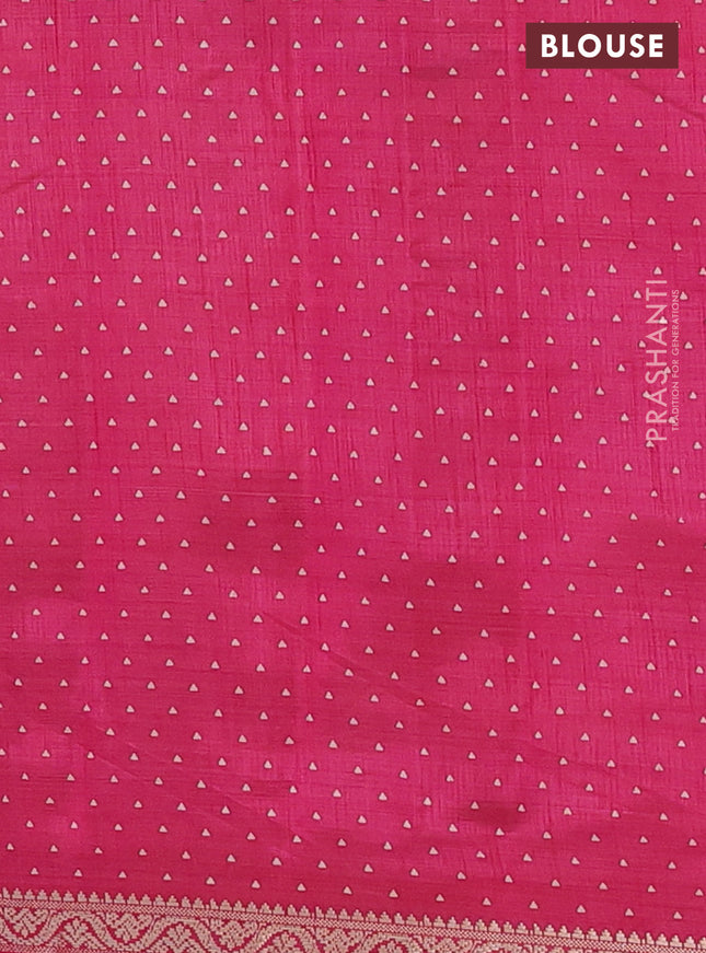 Semi raw silk saree pink with allover geometric prints and zari woven border