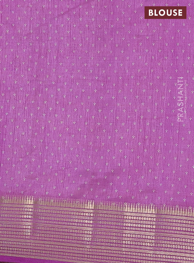 Semi raw silk saree lavender with allover paisley butta prints and zari woven border