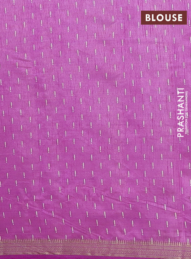 Semi raw silk saree lavender with allover geometric prints and zari woven border