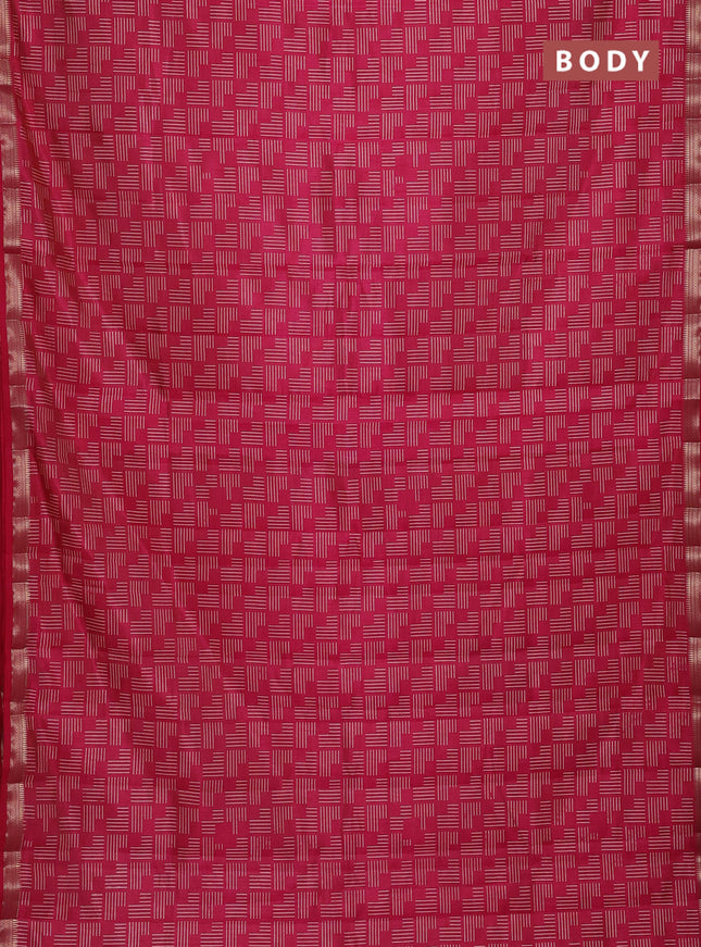 Semi raw silk saree pink with allover geometric prints and zari woven border