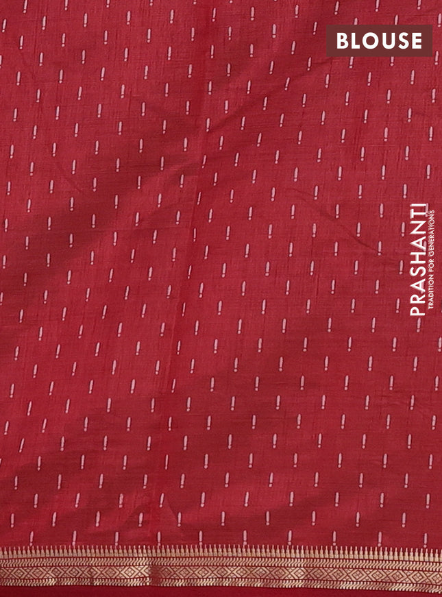 Semi raw silk saree maroon with allover geometric prints and zari woven border