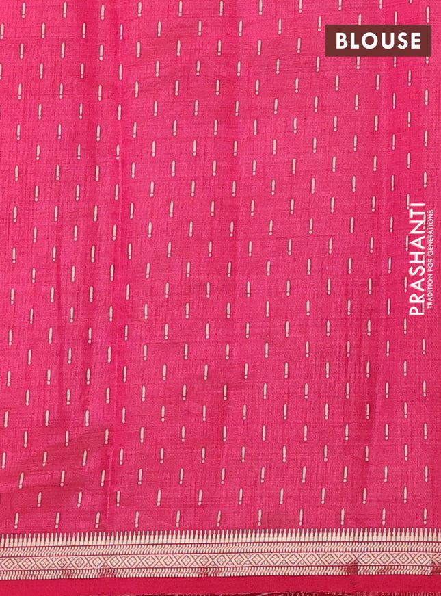Semi raw silk saree pink with allover geometric prints and zari woven border