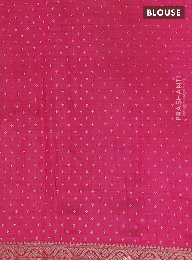 Semi raw silk saree pink with allover geometric butta prints and zari woven border