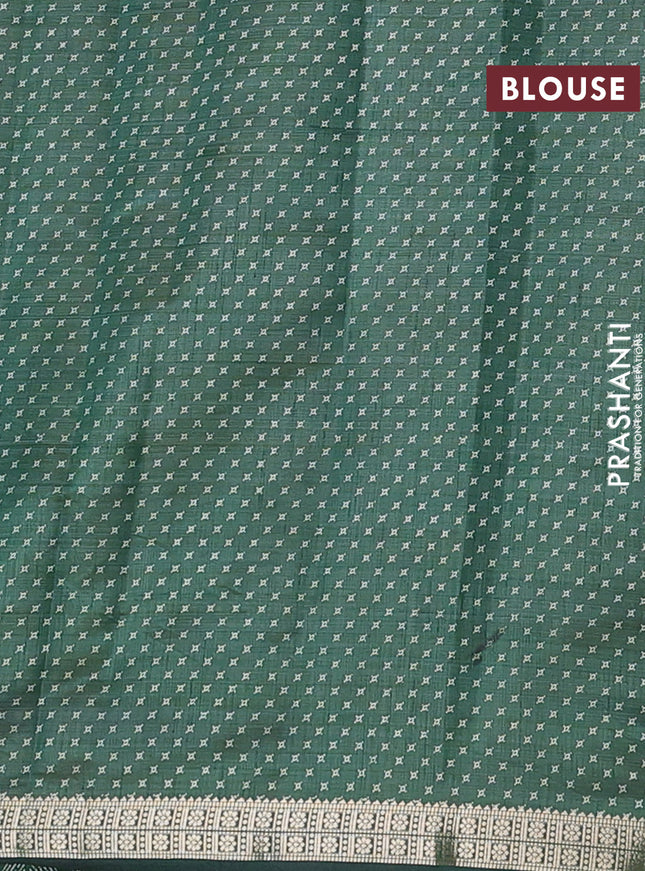 Semi raw silk saree green with butta prints and zari woven border