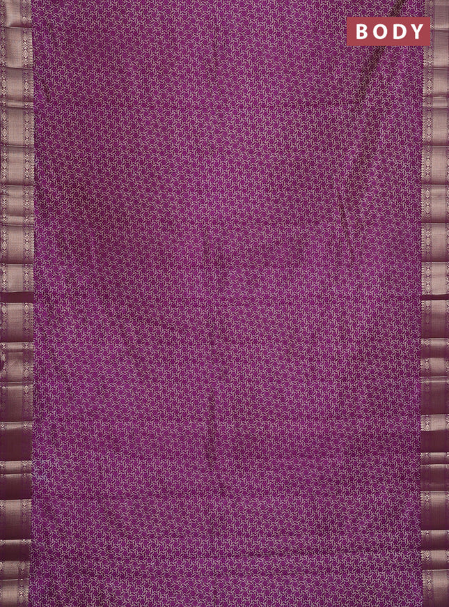 Semi raw silk saree purple with allover geometric prints and zari woven border