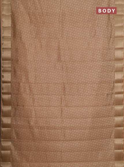 Semi raw silk saree sandal with allover geometric prints and zari woven border