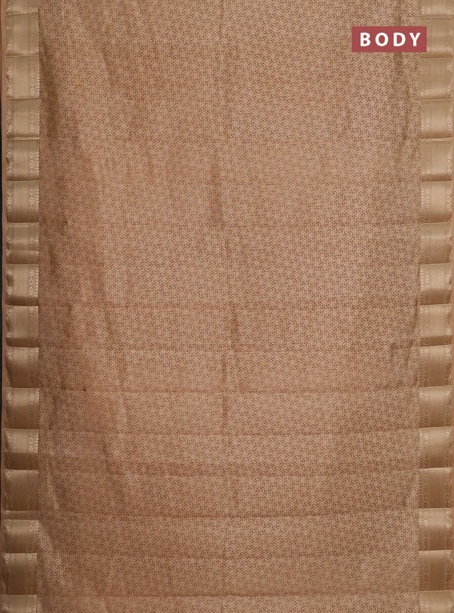 Semi raw silk saree sandal with allover geometric prints and zari woven border