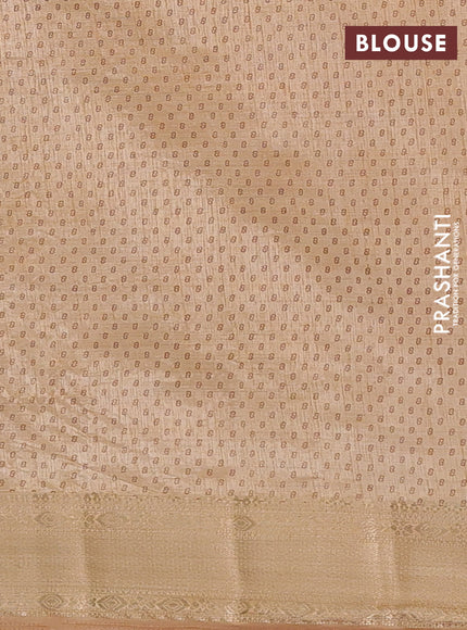 Semi raw silk saree sandal with allover geometric prints and zari woven border