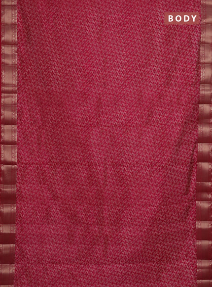 Semi raw silk saree pink with allover geometric prints and zari woven border
