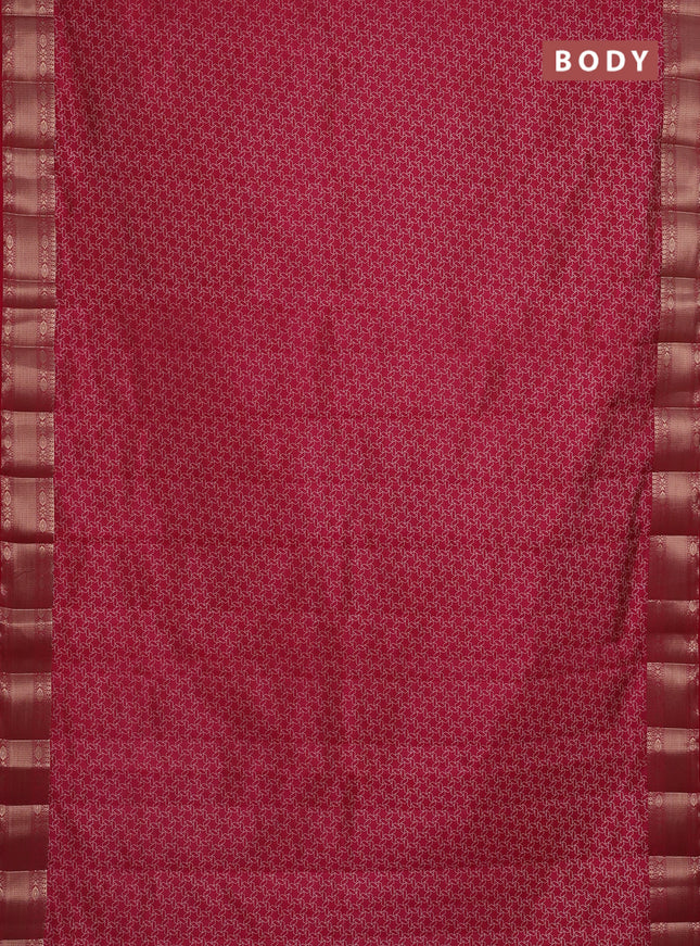 Semi raw silk saree pink with allover geometric prints and zari woven border