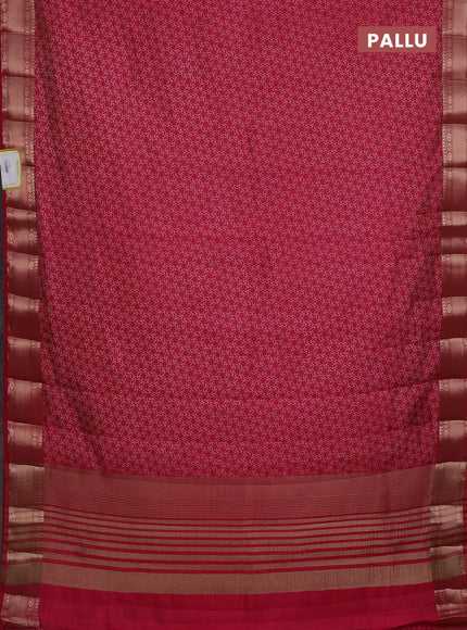 Semi raw silk saree pink with allover geometric prints and zari woven border