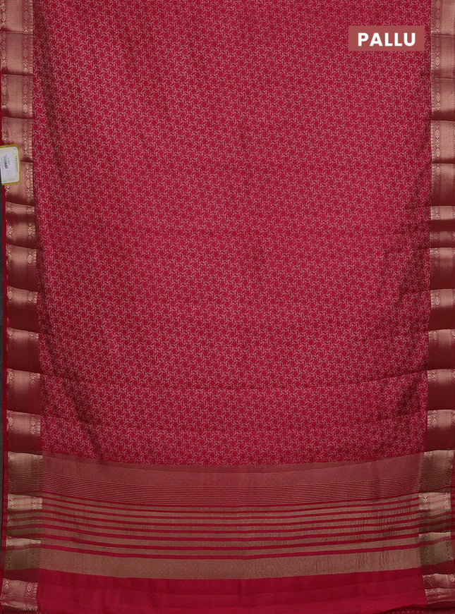 Semi raw silk saree pink with allover geometric prints and zari woven border