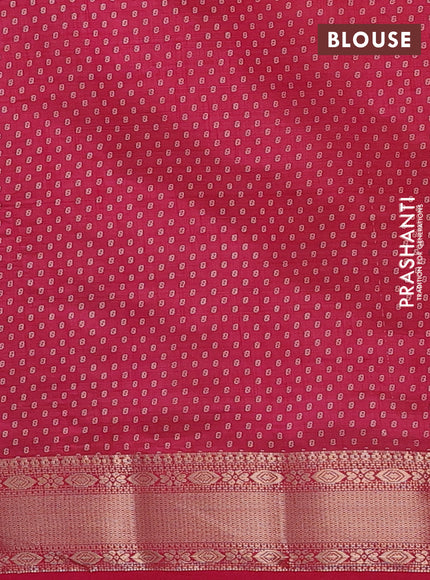Semi raw silk saree pink with allover geometric prints and zari woven border
