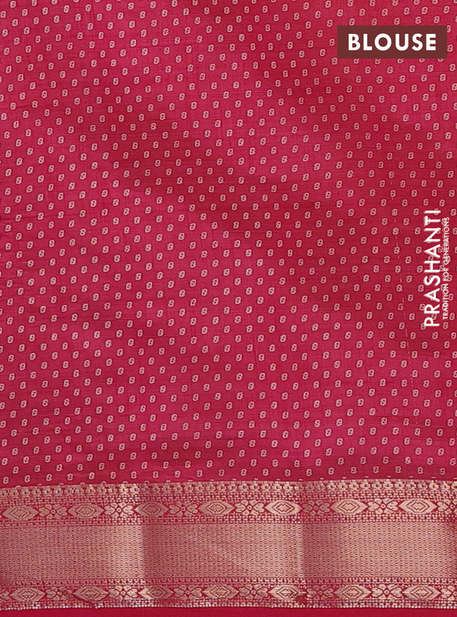 Semi raw silk saree pink with allover geometric prints and zari woven border