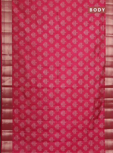 Semi raw silk saree pink with allover butta prints and zari woven border