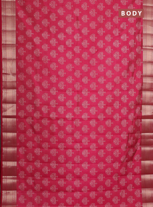 Semi raw silk saree pink with allover butta prints and zari woven border