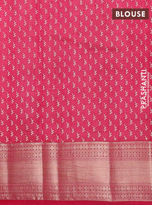 Semi raw silk saree pink with allover butta prints and zari woven border