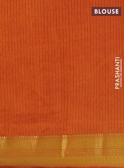 Semi tussar saree pink and rust shade with allover ikat butta prints and zari woven border