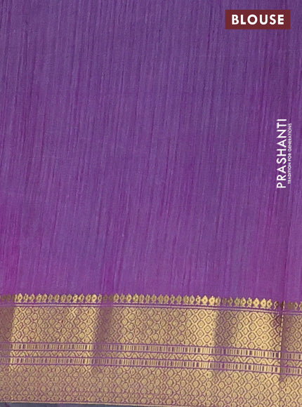 Semi tussar saree green and purple with allover ikat butta prints and zari woven border
