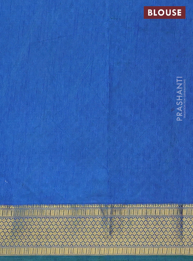Semi tussar saree green and blue with allover ikat prints and zari woven border