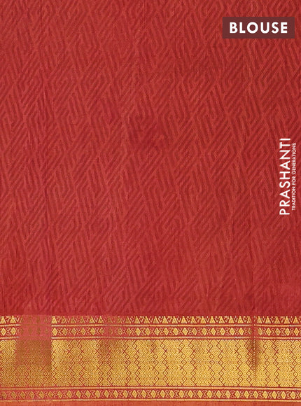 Semi tussar saree brown and rust shade with allover ikat prints and zari woven border