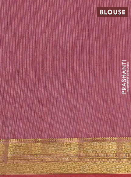 Semi tussar saree dark magenta pink and maroon with allover ikat prints and zari woven border
