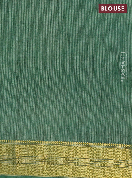 Semi tussar saree teal blue and green with allover ikat prints and zari woven border