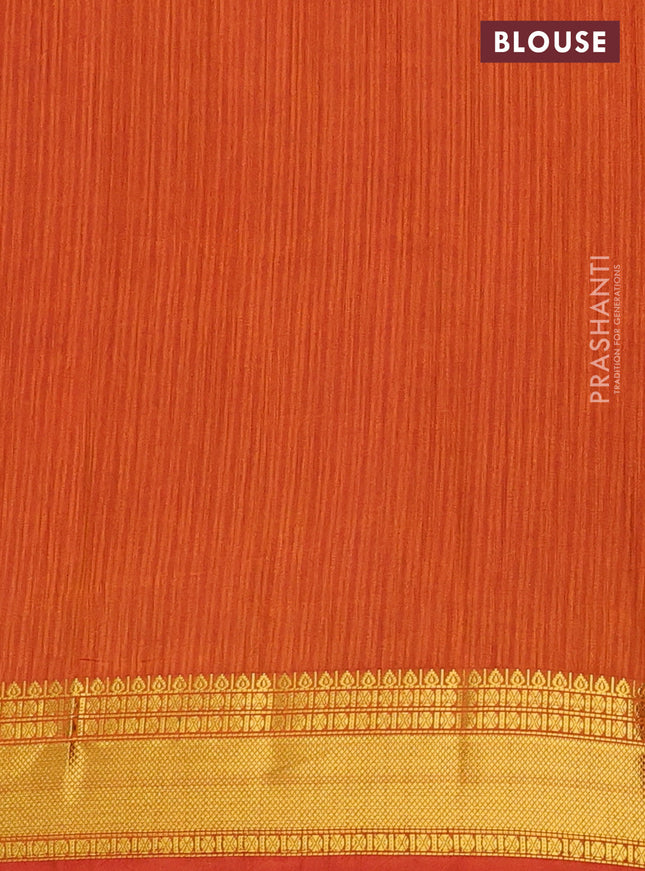 Semi tussar saree pink and rustic orange with allover ikat prints and zari woven border