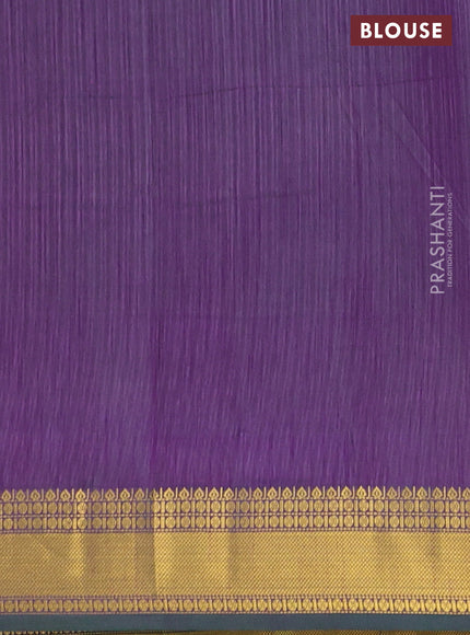 Semi tussar saree teal blue and purple with allover ikat prints and zari woven border