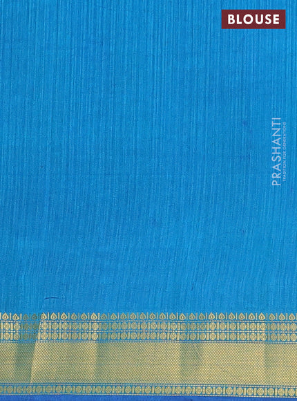 Semi tussar saree blue shade and teal blue with allover ikat prints and zari woven border