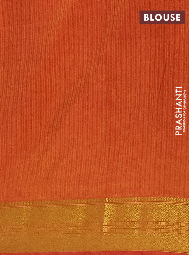 Semi tussar saree pink and dark mustard with allover ikat prints and zari woven border