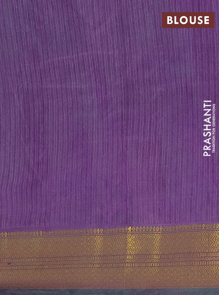 Semi tussar saree teal blue and purple with allover ikat prints and zari woven border