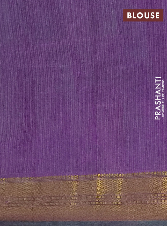 Semi tussar saree teal blue and purple with allover ikat prints and zari woven border