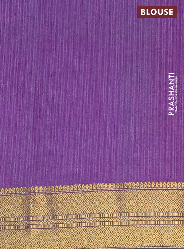 Semi tussar saree teal blue and purple with allover ikat prints and zari woven border