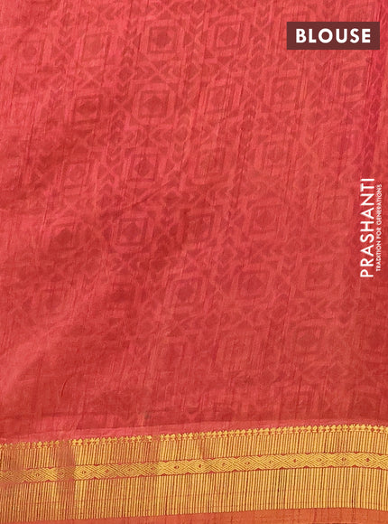 Semi tussar saree brown and rust with allover ikat prints and zari woven border