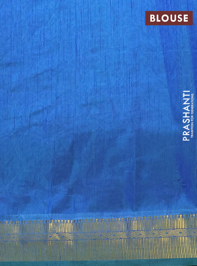 Semi tussar saree green with allover ikat prints and zari woven border