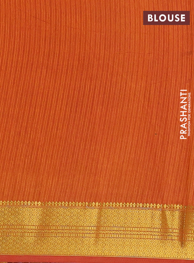 Semi tussar saree pink and dark mustard with allover ikat prints and zari woven border