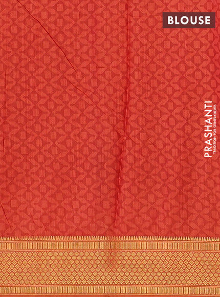 Semi tussar saree mustard yellow and red shade with allover ikat prints and zari woven border